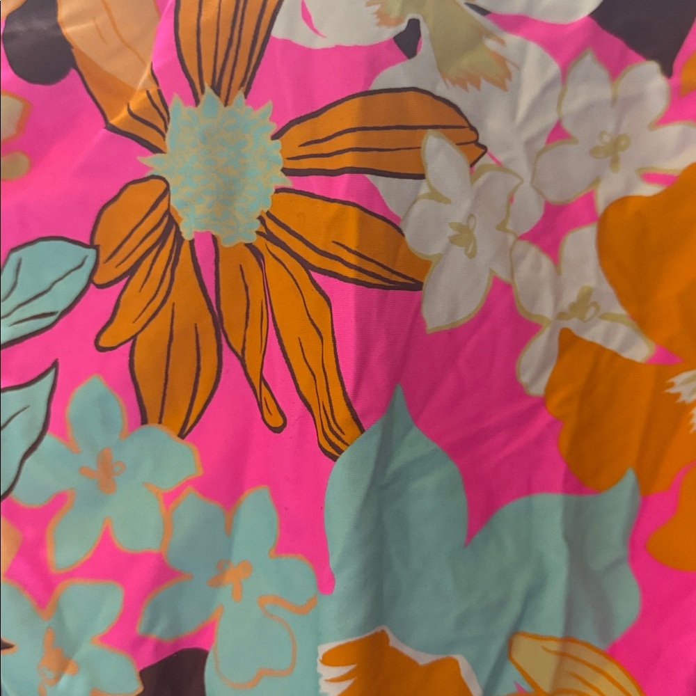 aerie Bright Floral One-Piece Swimsuit in Pink, Orange, Blue, Brown - Picture 3 of 4